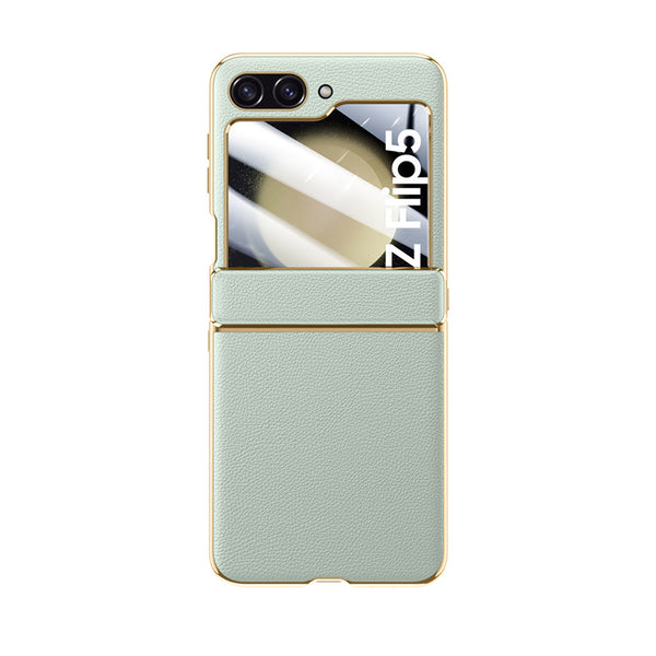 Samsung Series | Galaxy Z Flip 5 Electroplated Leather Phone Case