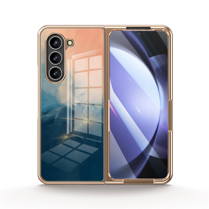 " Beige Blue " | Samsung Tempered Glass Case