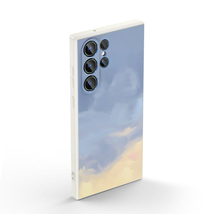 Samsung Watercolor  Series | " Sea fog Blue " Tempered Glass Phone Case