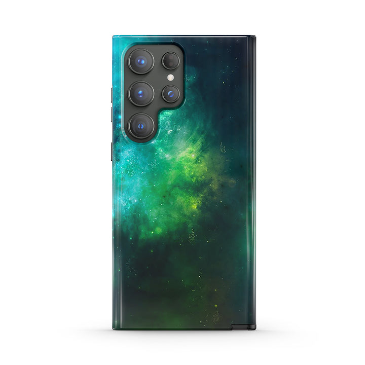 Samsung Galaxy Series | " Milky Way-Green Space " Tempered Glass Phone Case