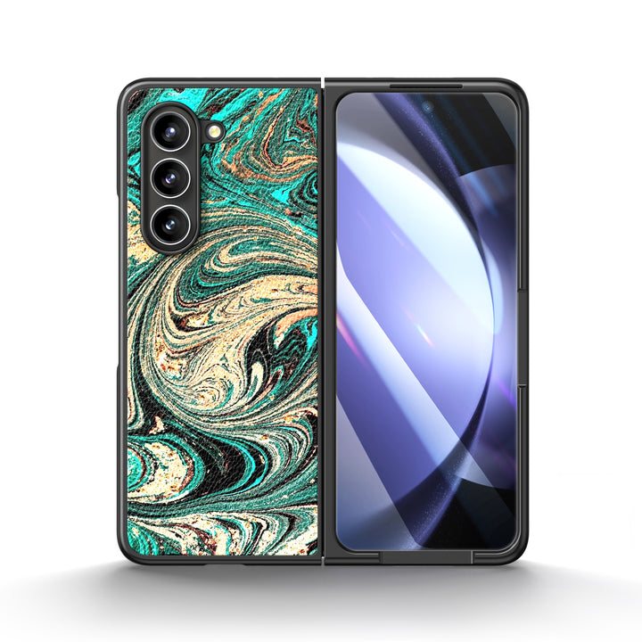 " Blue Gold Feather " | Samsung Tempered Glass Case