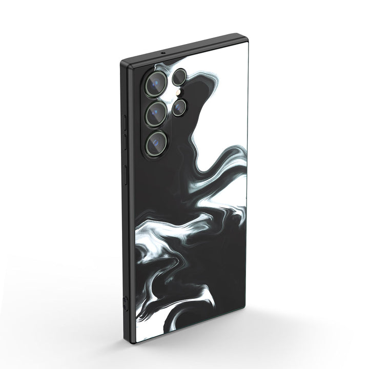 Samsung Watercolor  Series | " White Black " Tempered Glass Phone Case