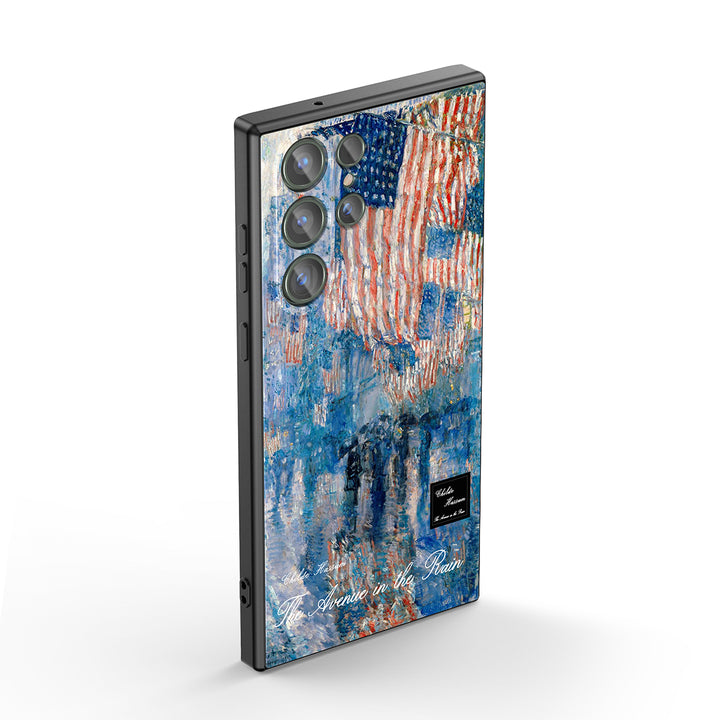 Samsung Oil Painting Series |  " The Avenue in the Rain " Tempered Glass Phone Case