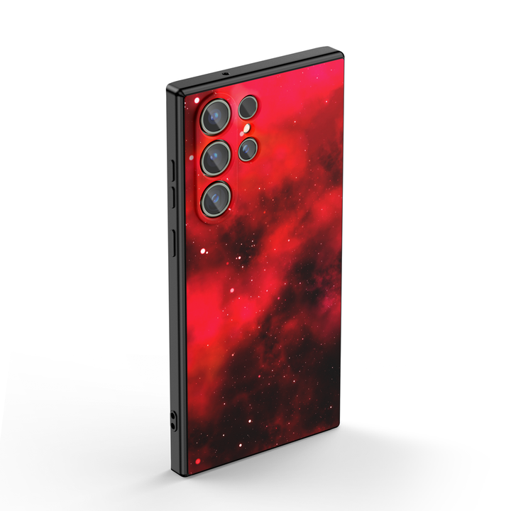 Samsung Galaxy Series | " Starry Sky-Red Alert " Tempered Glass Phone Case