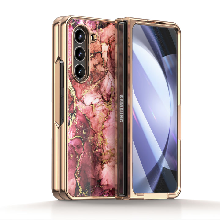 " Broken Gold Purple " | Samsung Tempered Glass Case