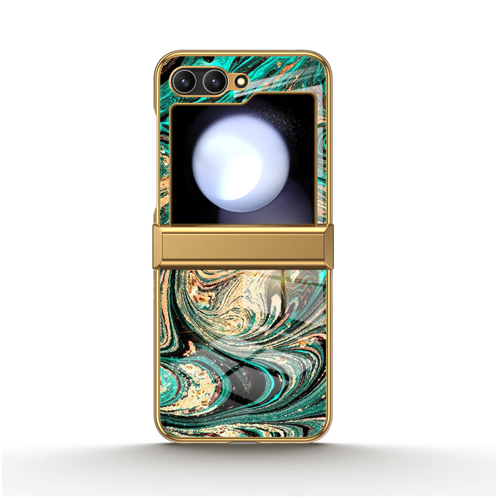 " Blue Gold Feather " | Samsung Electroplated Glass Case