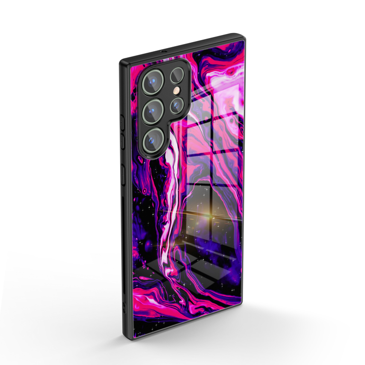 Samsung Dark Style Series | " Quicksand-Fuchsia " Tempered Glass Phone Case