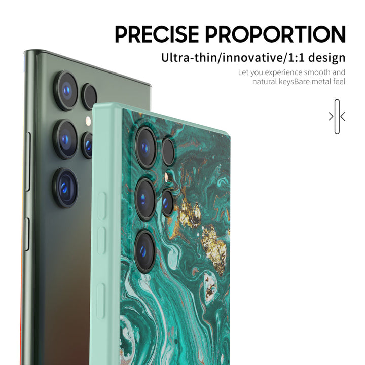 Samsung Gilt Series | " Gilded Cyan Clouds " Tempered Glass Phone Case