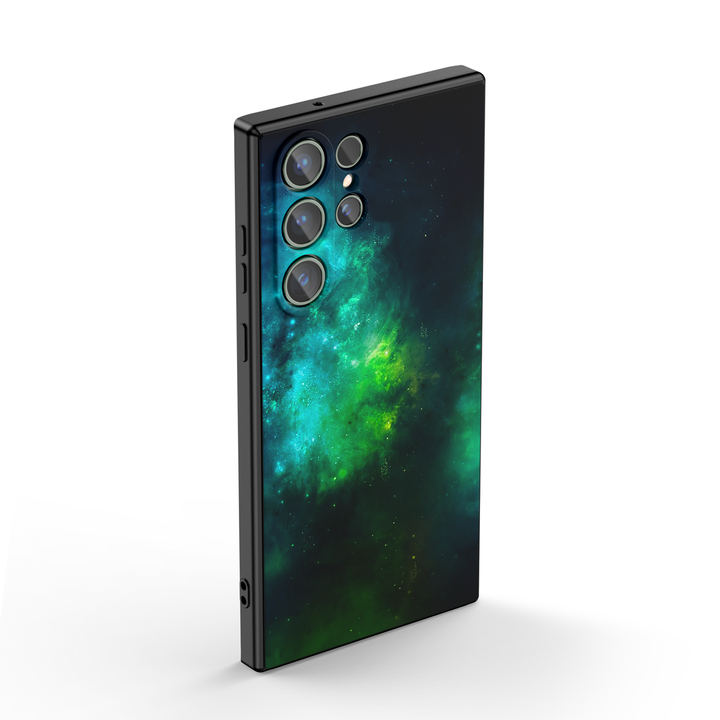 Samsung Galaxy Series | " Milky Way-Green Space " Tempered Glass Phone Case