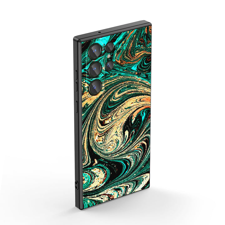 Samsung Gilt Series | " Blue Gold Feather " Liquid Silicone Phone Case