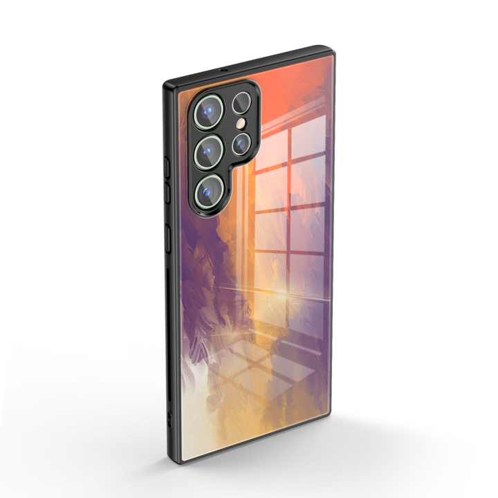 Samsung Watercolor  Series | " Orange Purple " Tempered Glass Phone Case