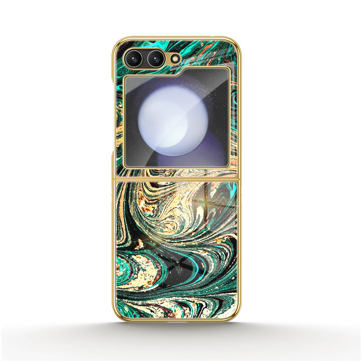 " Blue Gold Feather " | Samsung Electroplated Glass Case