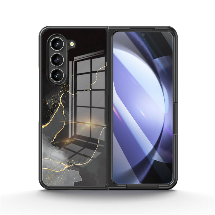 " Silver Black " | Samsung Tempered Glass Case