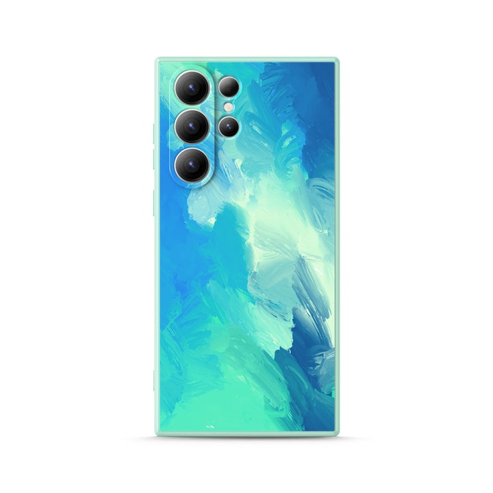 Samsung Watercolor  Series | " Turquoise Blue " Tempered Glass Phone Case