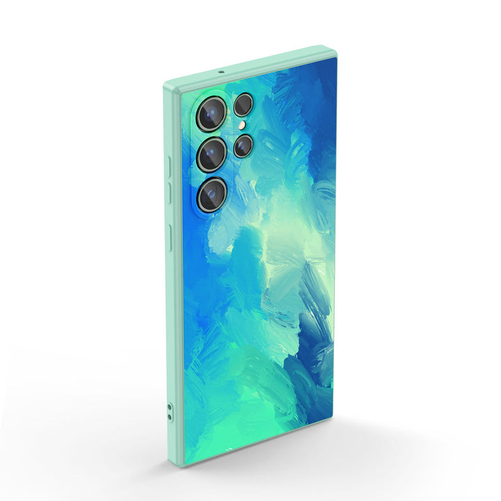 Samsung Watercolor  Series | " Turquoise Blue " Tempered Glass Phone Case