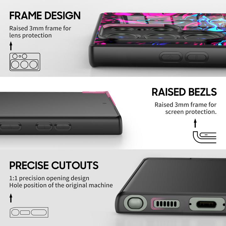 Samsung Dark Style Series | " Laser Cloud " Tempered Glass Phone Case