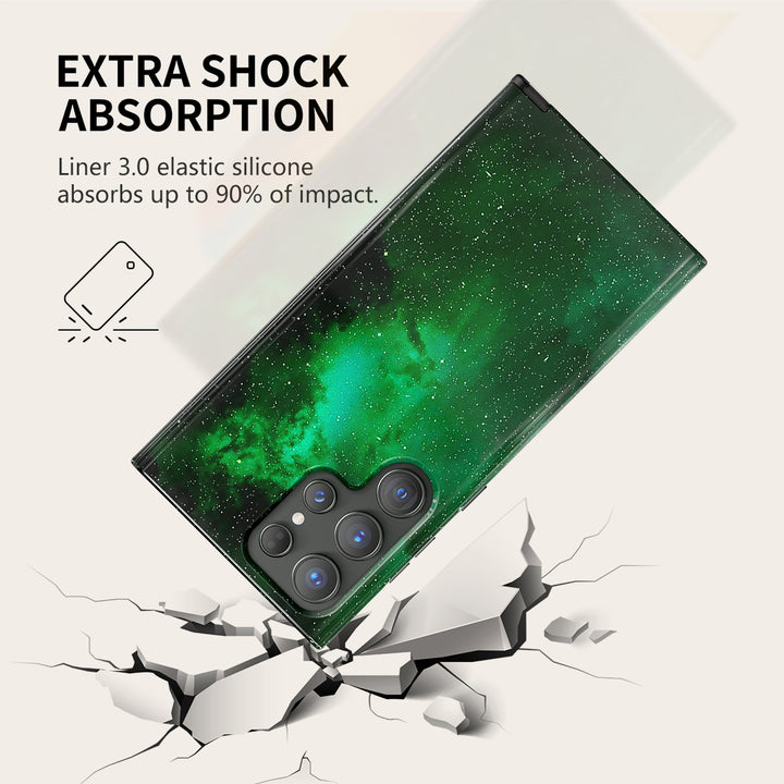 Samsung Galaxy Series | " Milky Way-Green Space " Tempered Glass Phone Case