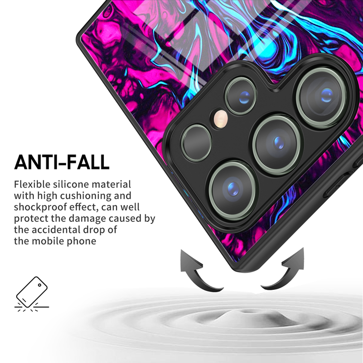 Samsung Dark Style Series | " Quicksand-Fuchsia " Tempered Glass Phone Case