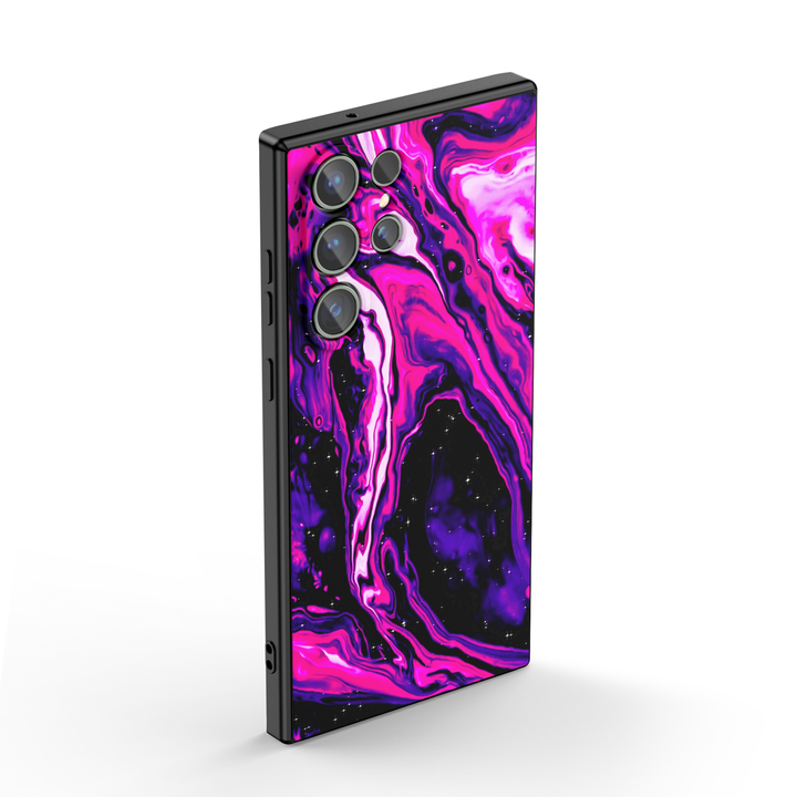 Samsung Dark Style Series | " Quicksand-Fuchsia " Tempered Glass Phone Case