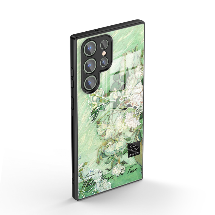 Samsung Oil Painting Series |  " White Rose " Liquid Silicone Phone Case