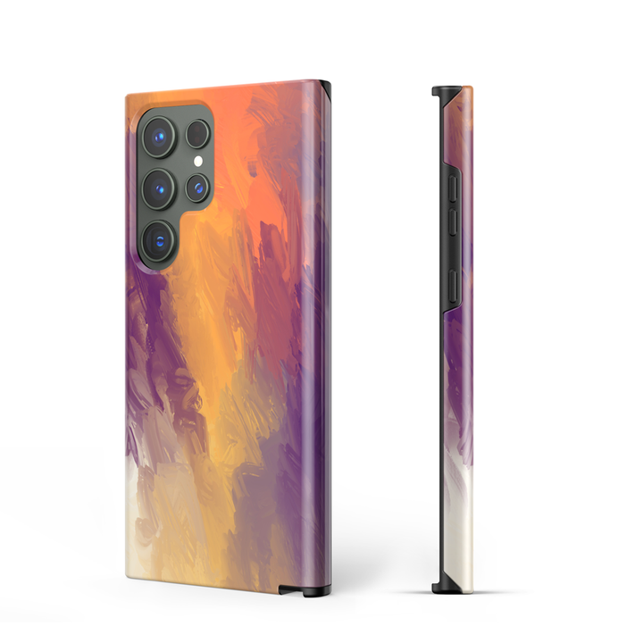 Samsung Watercolor  Series | " Orange Purple " Tempered Glass Phone Case