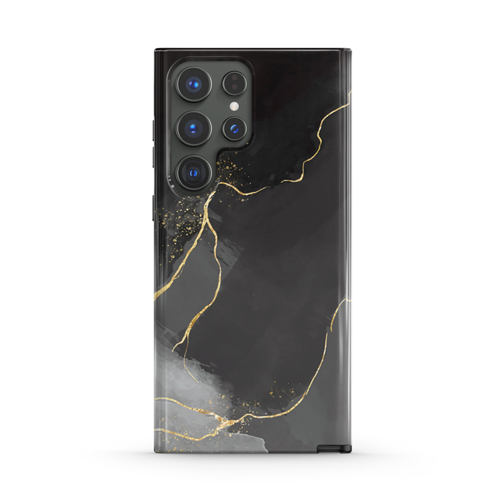 Samsung Watercolor  Series | " Silver Black " Tempered Glass Phone Case