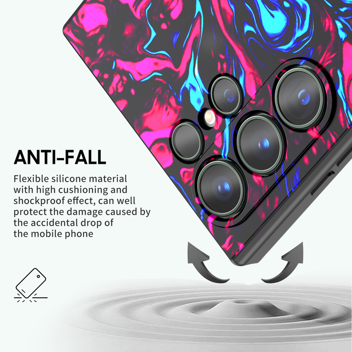 Samsung Dark Style Series | " Red-Ash " Tempered Glass Phone Case