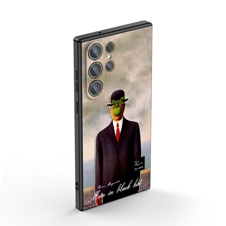 Samsung Oil Painting Series |  " Man ln Black Hat " Tempered Glass Phone Case