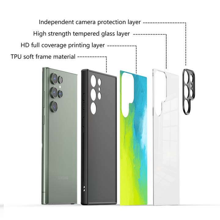 Samsung Watercolor  Series | " Swamp Green "  Tempered Glass Phone Case