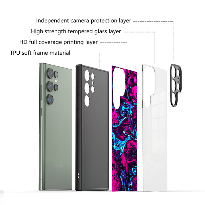 Samsung Dark Style Series | " Ghost Fire " Tempered Glass Phone Case