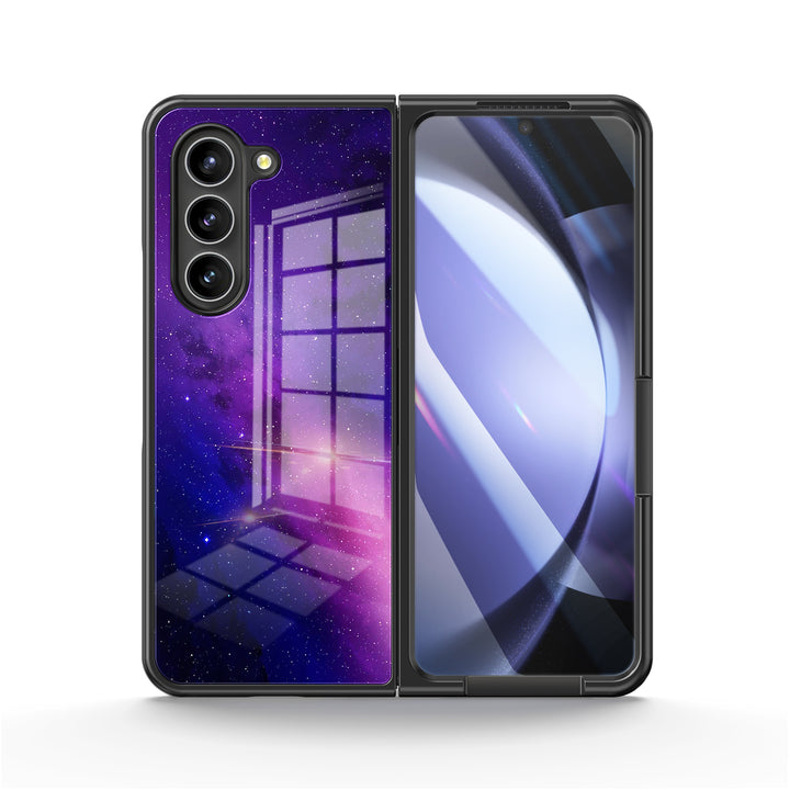 " Fuchsia Galaxy " | Samsung Tempered Glass Case