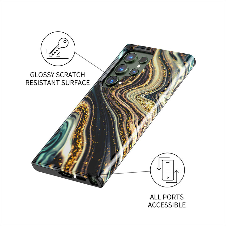 Samsung Gilt Series | " Black Starry Night " Tempered Glass Phone Case