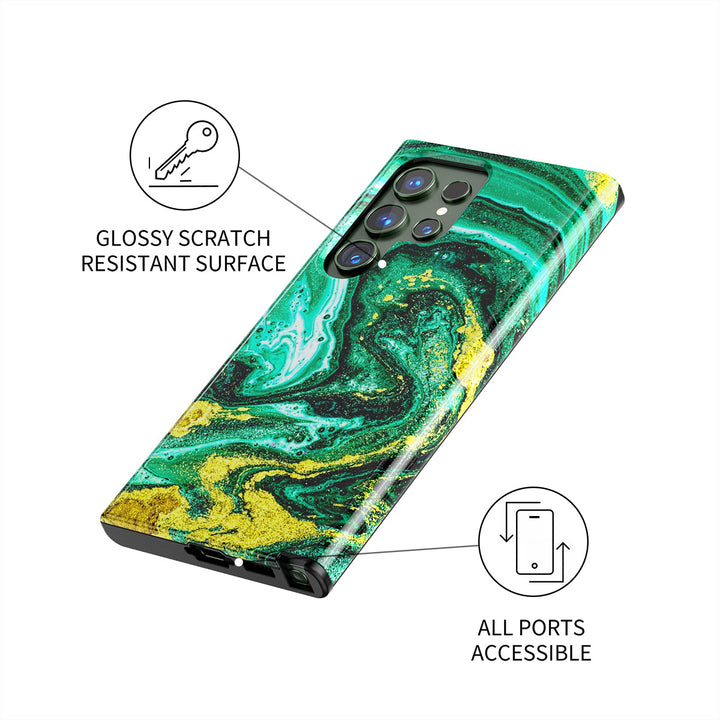 Samsung Gilt Series | " Green Tears on the Beach " Tempered Glass Phone Case