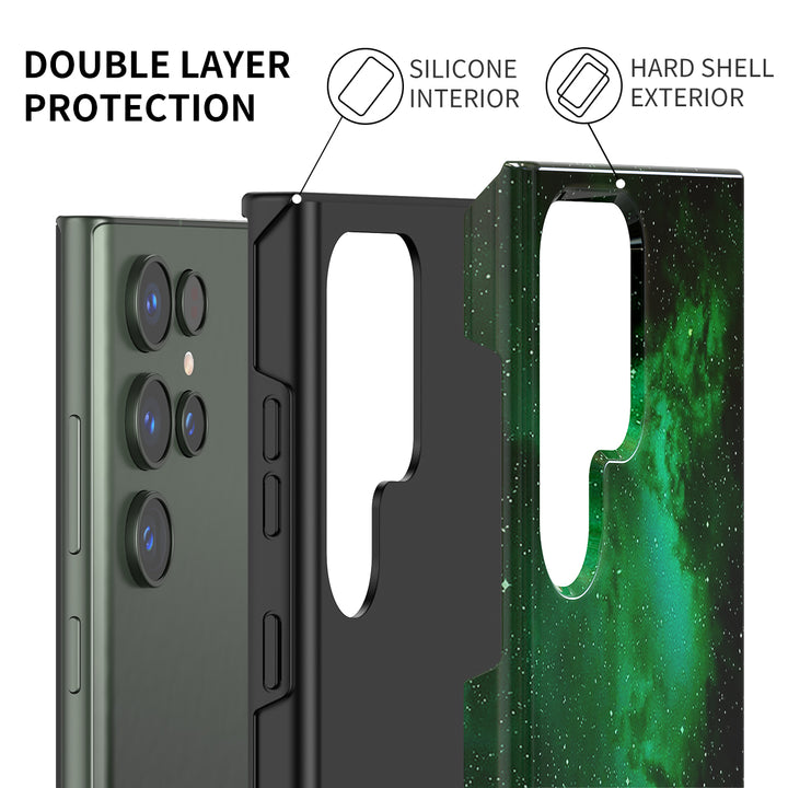 Samsung Galaxy Series | " Green Night " Tempered Glass Phone Case