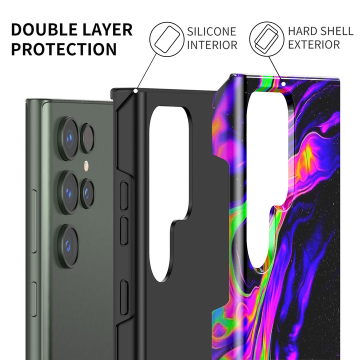 Samsung Dark Style Series | " Laser Black " Tempered Glass Phone Case