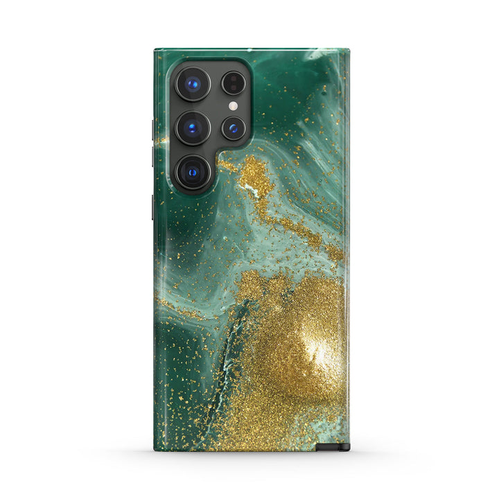 Samsung Gilt Series | " Gilded Cyan Clouds " Tempered Glass Phone Case