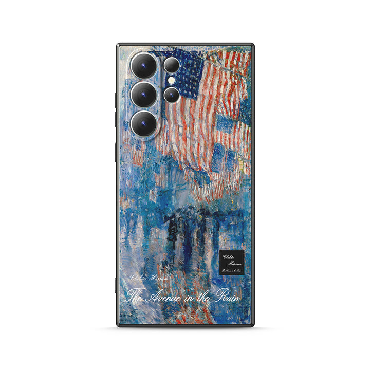 Samsung Oil Painting Series |  " The Avenue in the Rain " Tempered Glass Phone Case