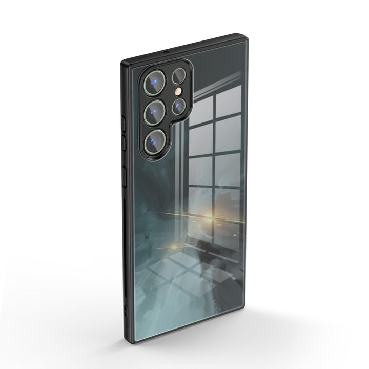 " Black Gray " | Samsung Tempered Glass Case