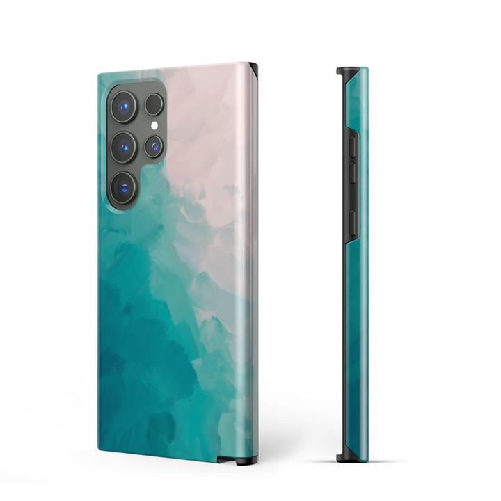 Samsung Watercolor  Series | " Sand and Sea "  Tempered Glass Phone Case