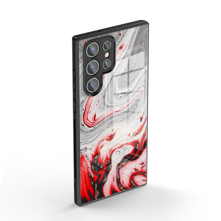 Samsung Dark Style Series | " Red-Ash " Tempered Glass Phone Case