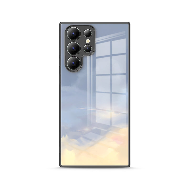 Samsung Watercolor  Series | " Sea fog Blue " Tempered Glass Phone Case