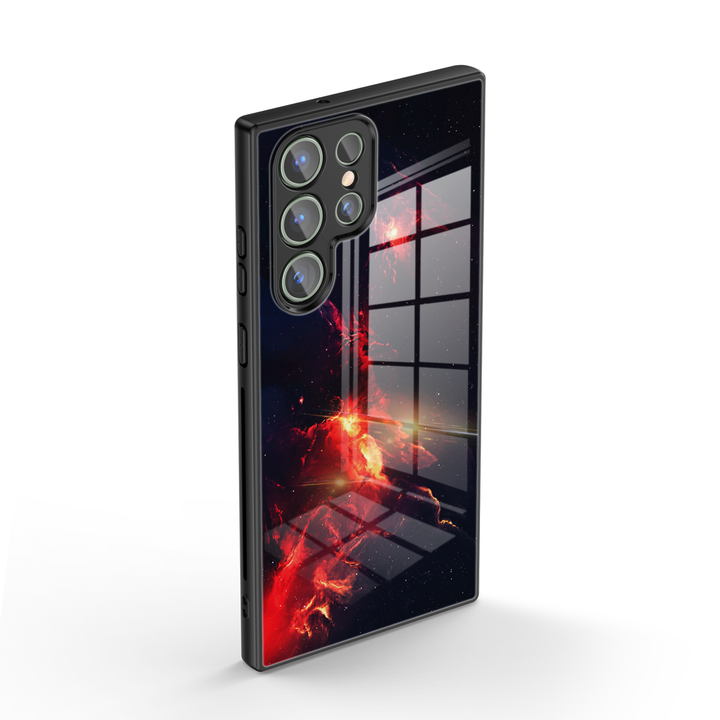 Samsung Galaxy Series | " Interstellar-Fire Cloud " Tempered Glass Phone Case