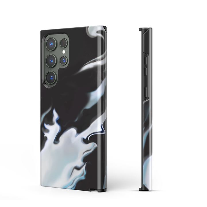 Samsung Watercolor  Series | " White Black " Tempered Glass Phone Case