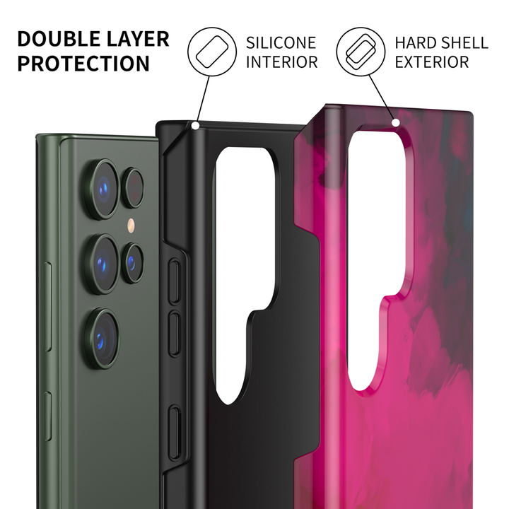 Samsung Watercolor  Series | " Spring Pink " Tempered Glass Phone Case