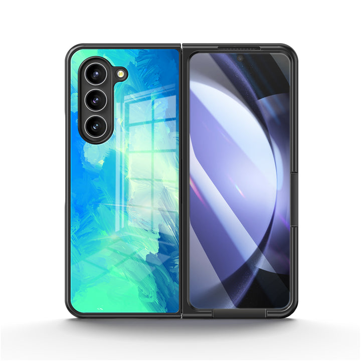 " Turquoise Blue " | Samsung Tempered Glass Case