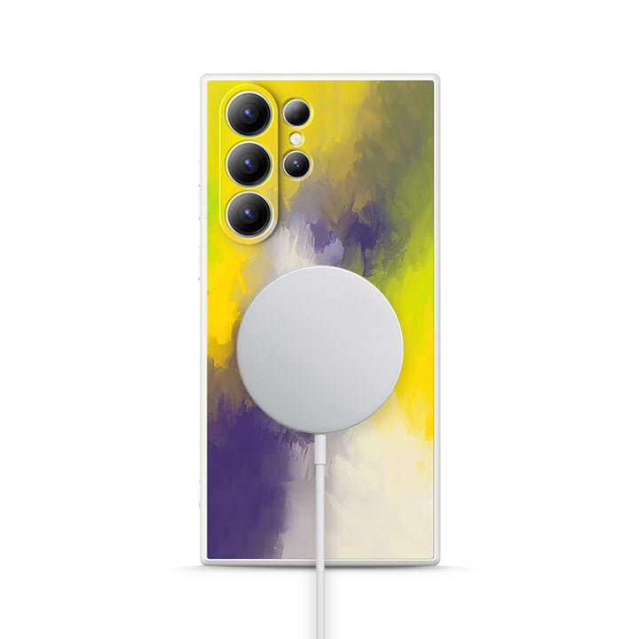 Samsung Watercolor  Series | " Purple Yellow "  Tempered Glass Phone Case