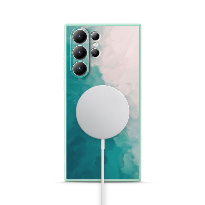 Samsung Watercolor  Series | " Sand and Sea "  Tempered Glass Phone Case