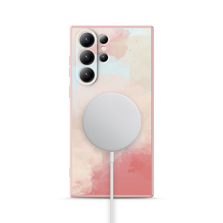 Samsung Watercolor  Series | " Spring Pink " Tempered Glass Phone Case